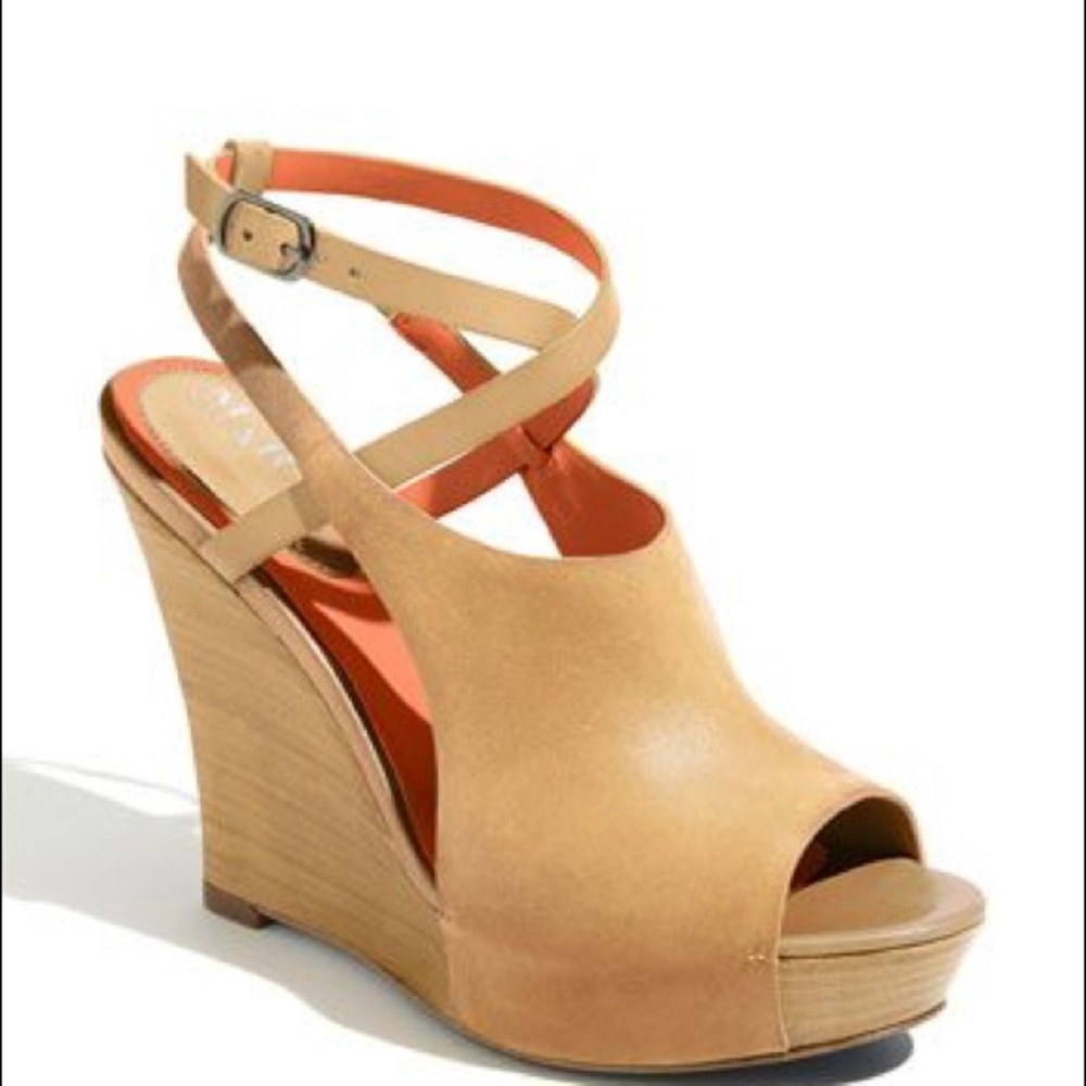 Cole Haan Maria Sharapova Leather Wooden Wedge